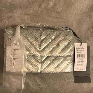 Nicole Miller Silver Sequin Crossbody Bag